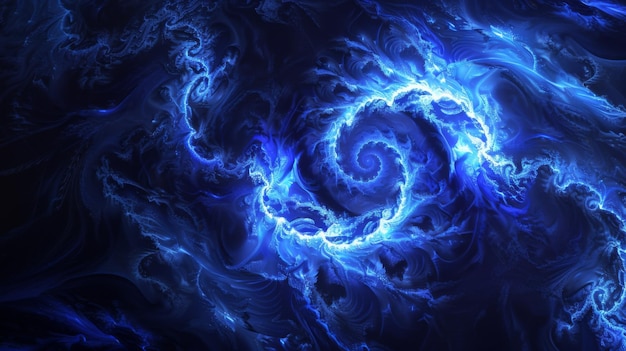 Abstract blue swirl pattern on dark background