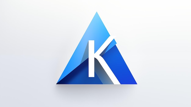 Photo abstract blue triangular logo design featuring the letter k