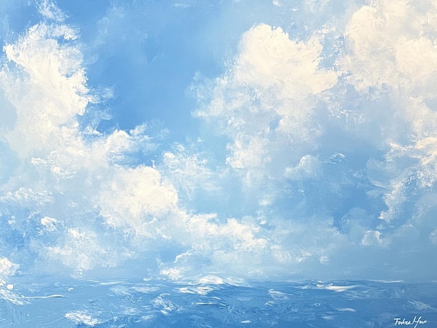 Photo abstract blue water painting soft clouds and water texture