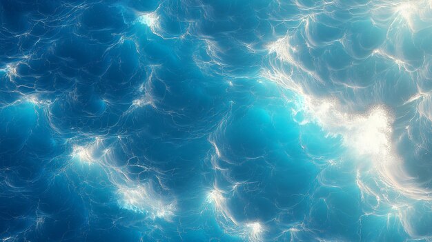 Abstract blue water surface with white foam