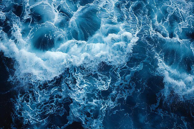 Abstract blue water texture top view close up flat lay