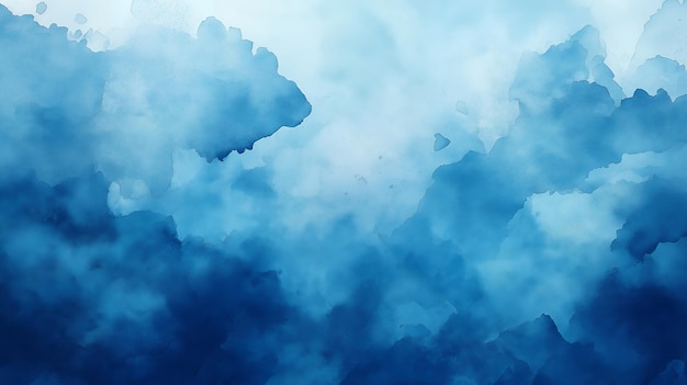 Abstract blue watercolor background with clouds