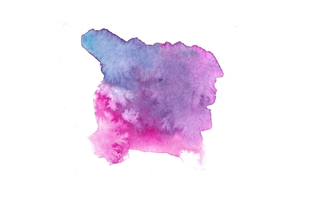 abstract blue watercolor hand drawn background magenta wet spot template liquid purple paint shape