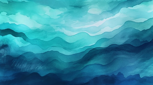 Abstract blue watercolor strokes painting art with liquid fluid texture background The color of the sea wave generative AI