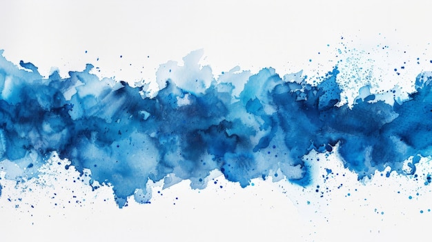 Abstract blue watercolor on white backgroundThe color splashing on the paperIt is a hand drawn