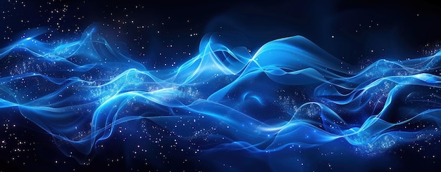 Abstract Blue Waves with Glimmering Lights