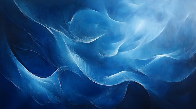 Abstract Blue Waves with White Lines