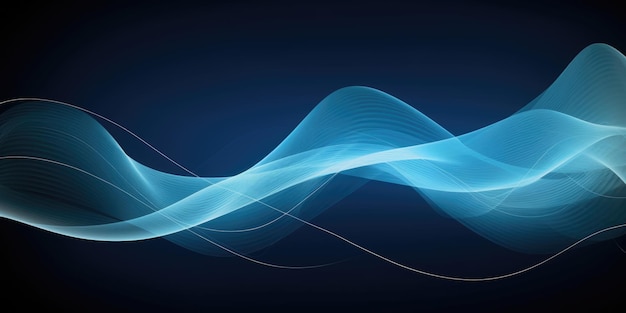 Abstract blue wavy flowing lines background Generative AI AIG21