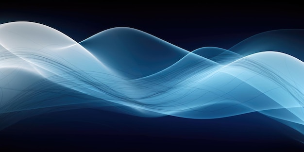 Abstract blue wavy flowing lines background Generative AI AIG21