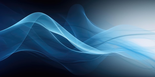 Abstract blue wavy flowing lines background Generative AI AIG21