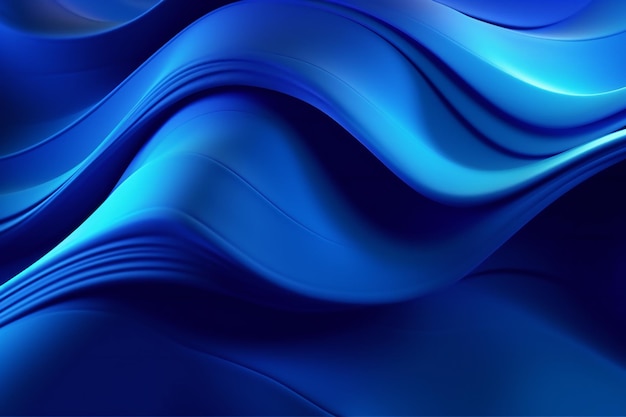 Abstract blue wavy flowing lines background generative AI