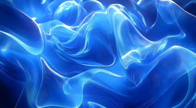 Abstract Blue Wavy Pattern with Glowing Lines