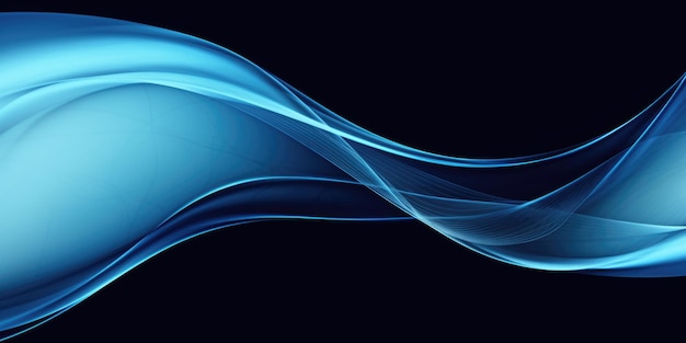 Abstract blue wavy smooth lines background Generative AI AIG21