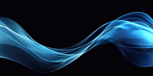 Abstract blue wavy smooth lines background Generative AI AIG21