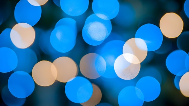 Abstract Blue and White Bokeh Lights Background