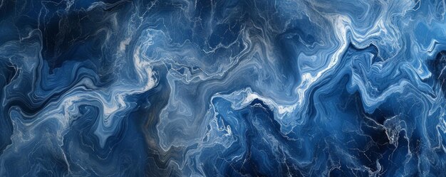 Photo abstract blue and white fluid art painting marble texture expressive background