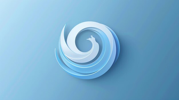 Abstract blue and white paper swirl design on a blue background