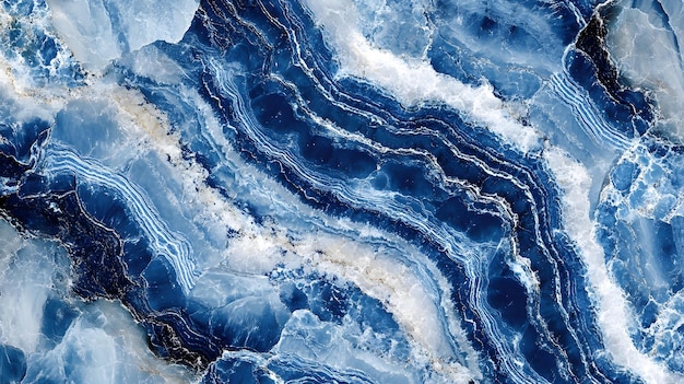 Abstract Blue and White Swirling Marble Texture