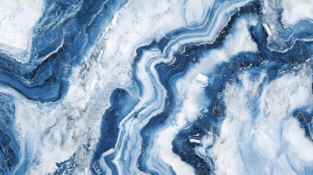 Photo abstract blue and white swirling marble texture