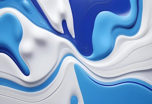 Abstract Blue and White Swirling Paint Design