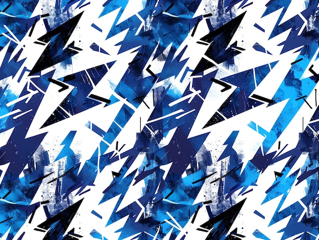 Abstract Blue and White Urban Graffiti Seamless Pattern Dynamic and Edgy Design Background