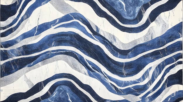 Abstract Blue and White Wavy Pattern with Textured Lines