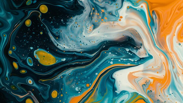 Abstract Blue And Yellow Swirling Paint