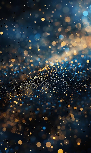 Abstract blur blue gold and black glitter background