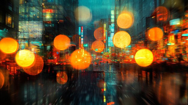 Abstract Blur of City Lights Glowing Orbs at Night