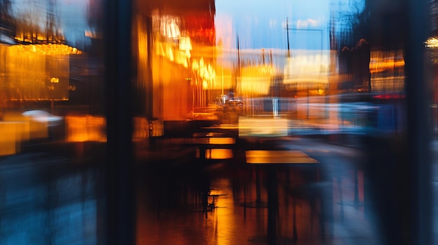 Abstract Blur Coffee Shop at Dusk with a Touch of Mood