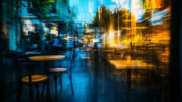 Abstract Blur Coffee Shop at Dusk with a Touch of Mood