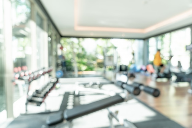 Abstract blur fitness equipment of gym interior