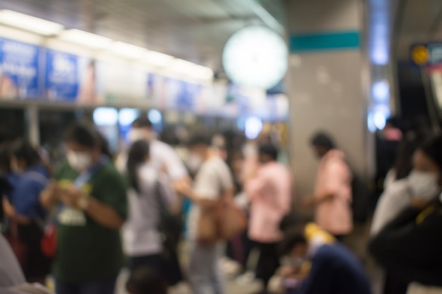 Abstract blur image of people walk in subway