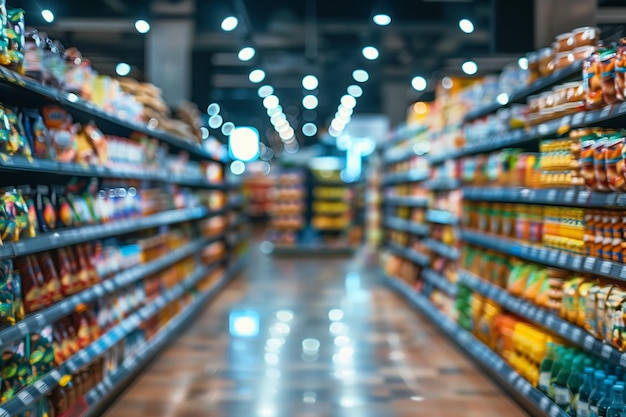 Abstract blur modern supermarket interior background