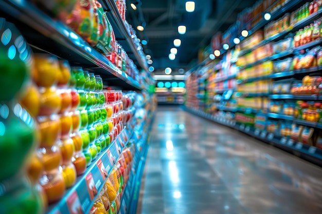 Abstract blur modern supermarket interior background