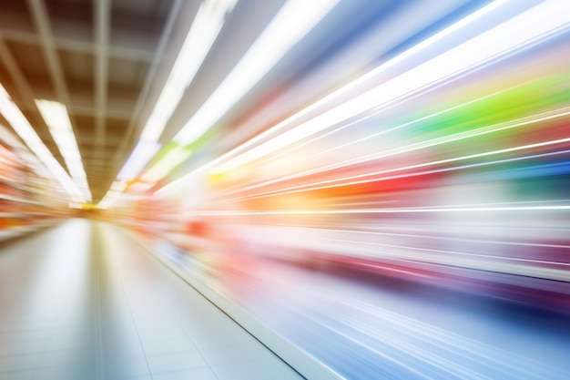 Abstract blur shelf in minimart and supermarket for background