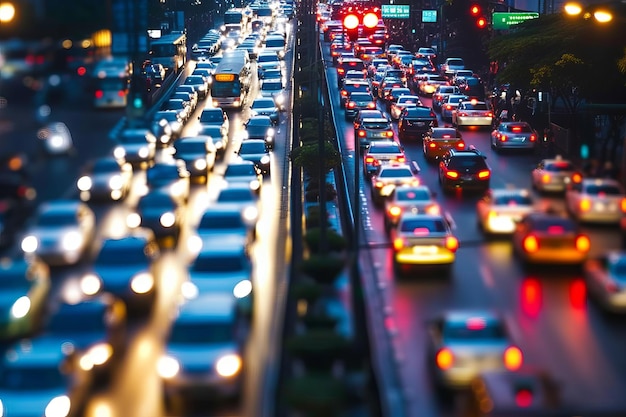 Photo abstract blur traffic jam city night background