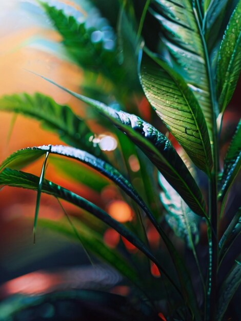 Abstract blurred background with colorful plants