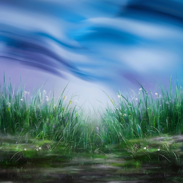 Photo abstract blurred blue sky meadow and ground background