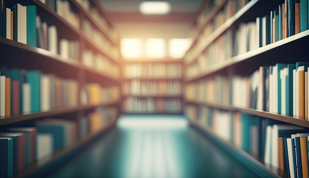 Abstract blurred empty university library interior space Use for background or education concepts