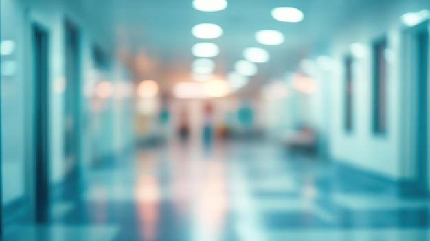 Photo abstract blurred interior of a modern hospital corridor