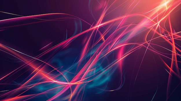 abstract blurred neon tangled web glowing lines background