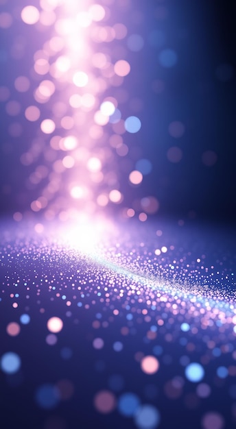 Abstract blurred purple and pink bokeh background with sparkling lights and shimmering texture