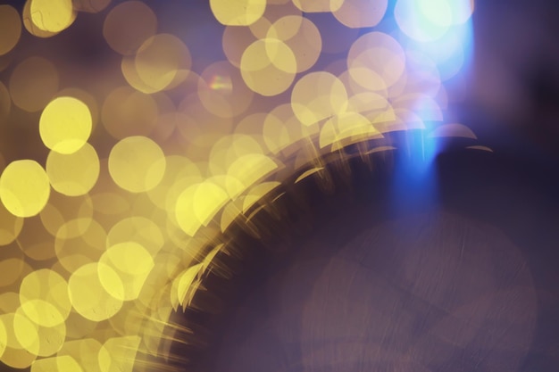 Abstract bokeh background Golden bokeh circles on dark blue background Layer overlay