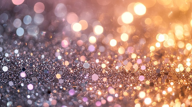 Photo abstract bokeh background with golden and pink glitter