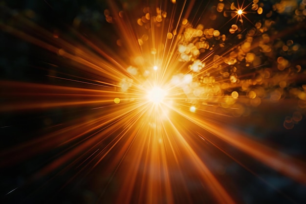 Abstract bokeh background with sunbeams and lens flare