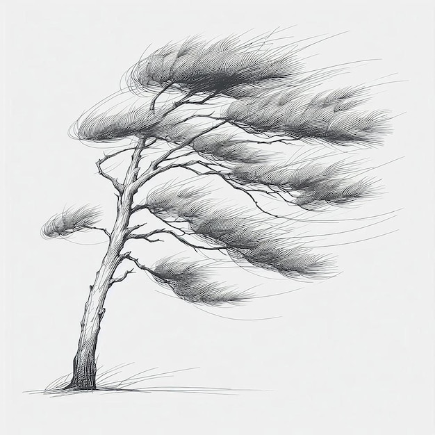 Photo abstract bonsai a flat sketch of a bonsai tree with its short thick trunk and carefully pruned branc