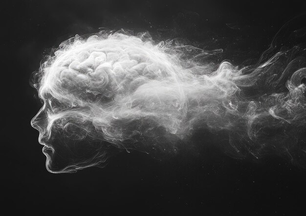 Photo abstract brain in smoke