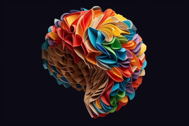 Photo abstract brain with colored paper design