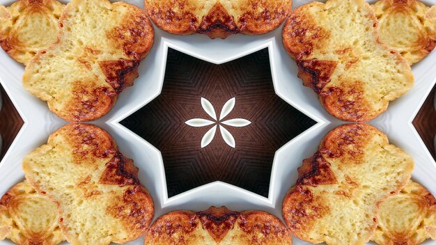 Abstract Breakfast Photo Symmetric Pattern Ornamental Decorative Kaleidoscope Movement Geometric Circle and Star Shapes